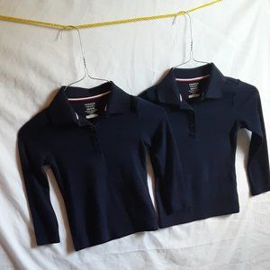 Set of 2-French Toast Long Sl Navy Polo Tops XS4/5